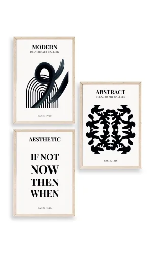 Modern Üçlü Ahşap Çerçeveli Tablo