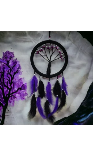 Mor İncili Hayat Ağacı Dream Catcher