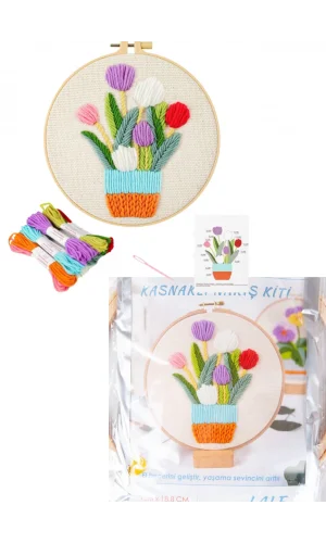 Nakış Kitleri Kasnaklı 13.5 X 18.8 cm Lale