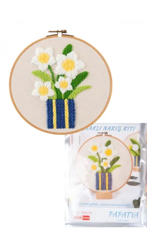 Nakış Kitleri Kasnaklı 13.5 X 18.8 cm Papatya