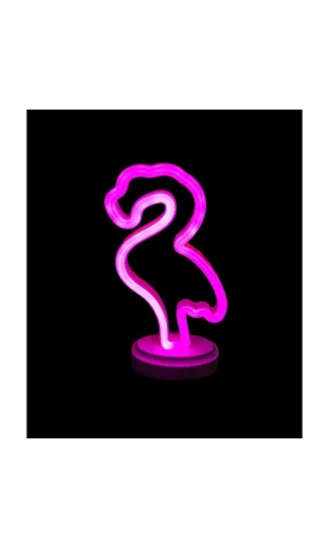 Neon Işıklı Flamingo Yazılı Masa Gece Lambası