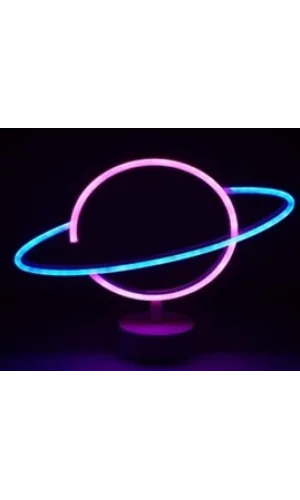 Neon Işıklı Satürn Lamba