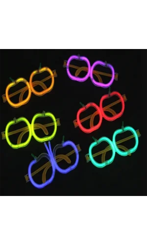 Karanlıkta Parlayan Neon Fosforlu Elma Gözlük Seti - 12 Adet