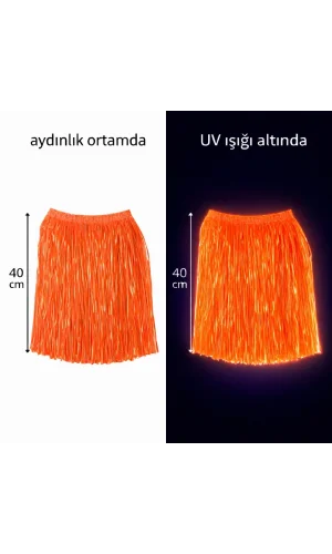 Neon Turuncu Hawaii Parti Eteği 40 cm