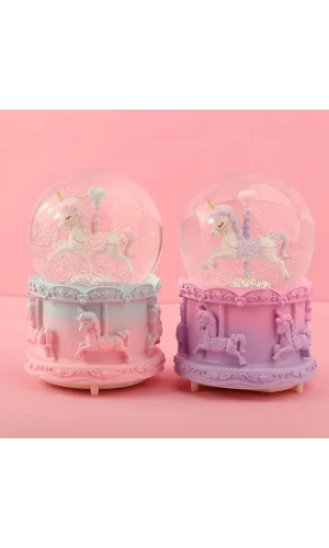 Orta Boy Müzikli Unicorn Kar Küresi