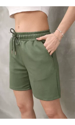 Osy Modal Yumuşak dokulu Kumaş Kadın Kısa Şort - Haki