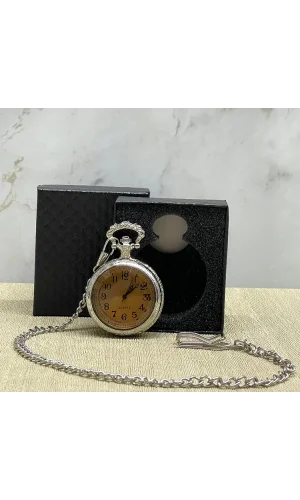 Özel Kutulu Camlı Gümüş Köstekli Saat