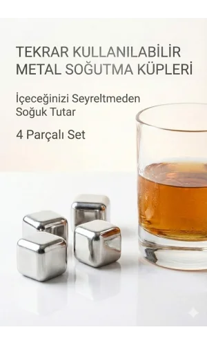 Paslanmaz Çelik Buz Küpü 4’lü Set