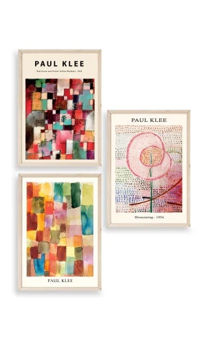 Paul Klee Üçlü Ahşap Çerçeveli Tablo