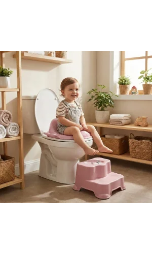 Pembe Kulplu Çocuk Klozet Adaptörü