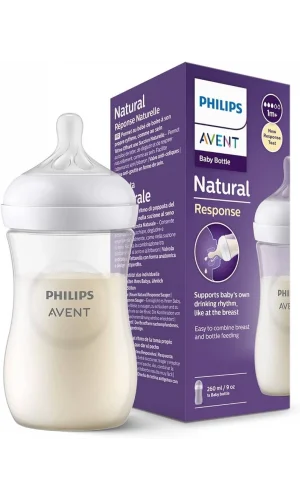 Philips Avent Natural Response PP Biberon 1 Ay+ 260 ml, Tepkili Biberon Emziği SCY903/01