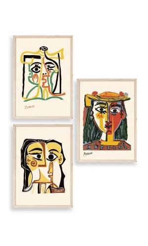 Picasso Üçlü Ahşap Çerçeveli Tablo