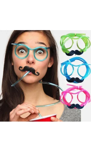 PIPETLI PARTI GÖZLÜĞÜ - ÇOCUK VE YETIŞKIN BIYIKLI PIPET GÖZLÜK