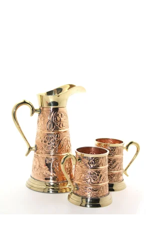 Pirinç 2 Bardaklı Sürahi Seti