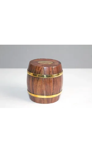 Pirinç Detaylı Fıçı Kumbara Model 1