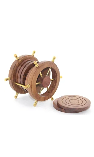 Pirinç Dümenli Ahşap Bardak Altı