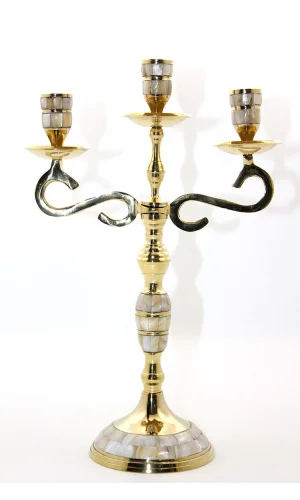 Pirinç Sedefli 3lü Şamdan Model 3