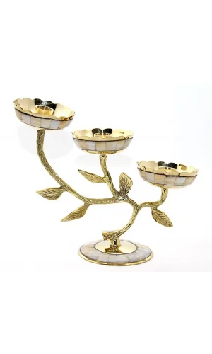 Pirinç Sedefli 3lü Şamdan Model 4