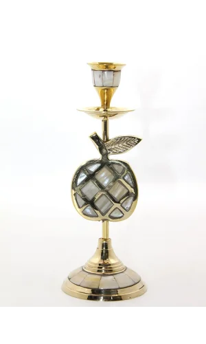 Pirinç Sedefli Tekli Şamdan Model 1