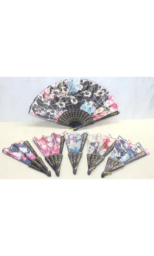 Plastik Çiçek Desenli Yelpaze