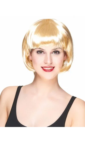 Platin Altın Dore Renk Küt Parti Peruğu Kısa Takma Peruk