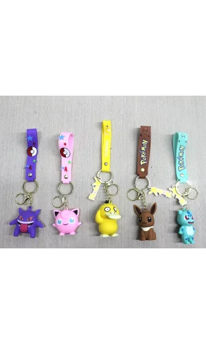 Pokemon Serisi Karışık Karakterler Silikon Anahtarlık