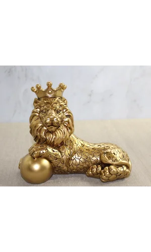 Polyester Dekoratif Taçlı Aslan Figürü
