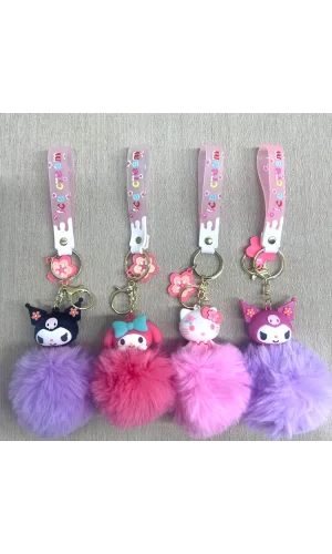 Ponponlu Kuromi Ve Hello Kitty Karışık Anahtarlık