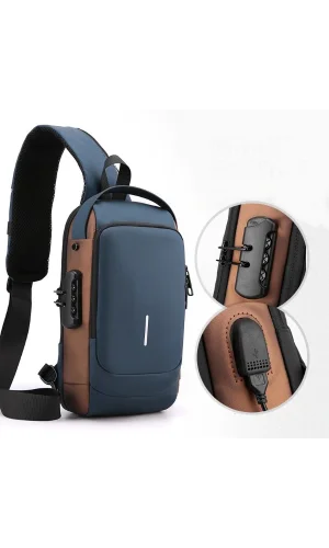 Powerbank Destekli Erkek Ön Göğüs Çantası