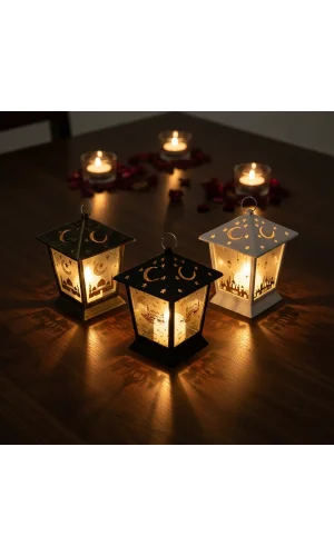 Ramazan Temalı Kare Kubbe LED Lamba