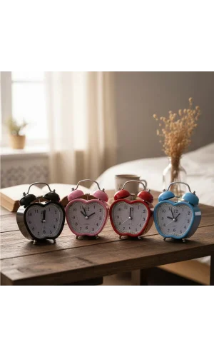 Renkli Kalp Masa Çalar Saati