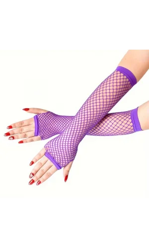 Retro Mor File Parmaksız Eldiven 26 cm