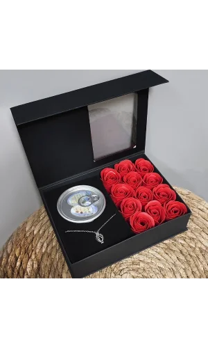 Romantik Gül ve İstiridye İnci Kolye Seti