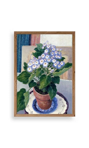 Saksıdaki Çiçek Ahşap Çerçeveli Tablo