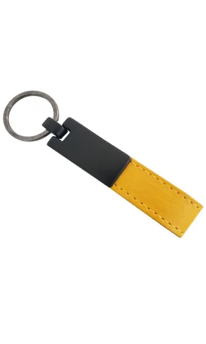 Sarı Deri Metal Anahtarlık