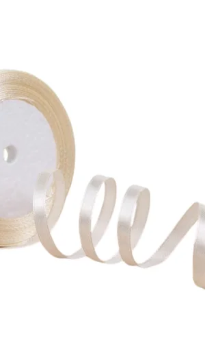 Saten Kurdele 1 cm 10 Metre Ekru