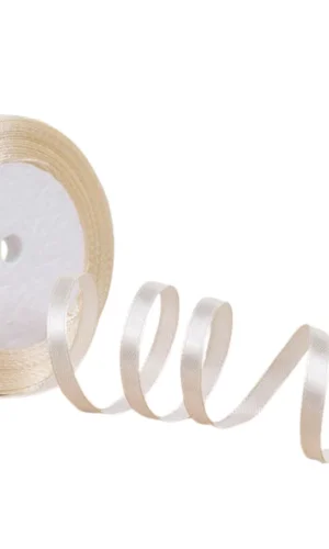 Saten Kurdele 3 mm Krem 2 Metre