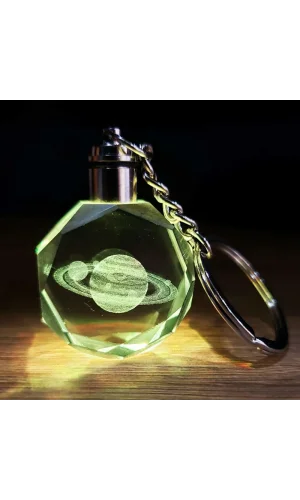 Satürn Gezegen Tasarım Işıklı Anahtarlık