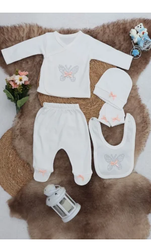 Sema Baby 5 Parça Hastane Çıkışı Zıbın Seti 0-3 Ay - Butterfly