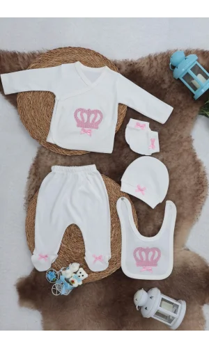Sema Baby 5 Parça Hastane Çıkışı Zıbın Seti 0-3 Ay - Princess