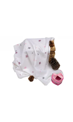 Sema Baby Çok Amaçlı Müslin Örtü 100x80 cm - Pembe Yıldız 8682476853124
