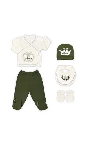Sema Baby Prens Lüks 5 Parça Hastane Çıkışı Zıbın Seti - Yeşil