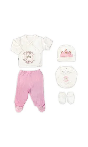 Sema Baby Prenses Lüks 5 Parça Hastane Çıkışı Zıbın Seti