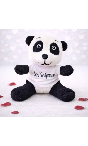 Seni Seviyorum Tişörtlü Sevimli Peluş Panda