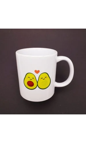 Sevimli Avokado Çift Baskılı Kupa Bardak