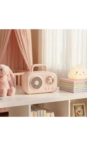 Sevimli Tasarımlı Taşınabilir Radyolu Bluetooth Hoparlör Pembe