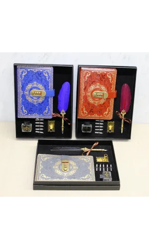 Şifreli Deri Defter Ve Divit Hokka Seti