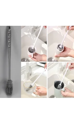 Silikon Uzun Saplı Kavanoz Yıkama Fırçası