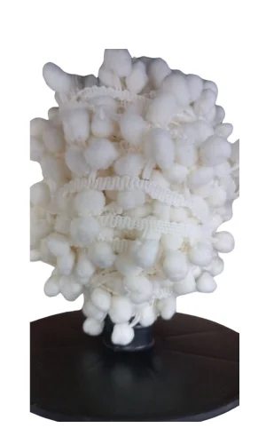 Sıralı Ponpon 1 Metre Krem