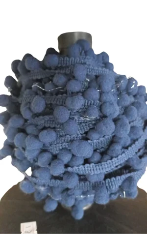 Sıralı Ponpon 1 Metre Lacivert